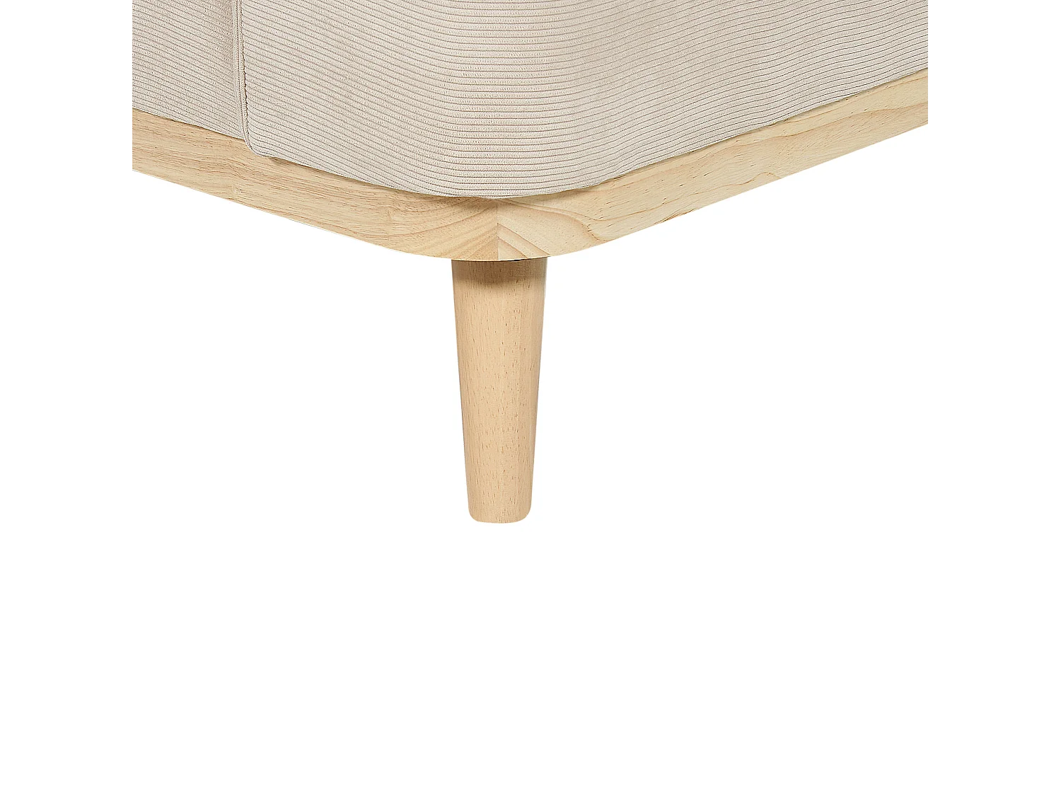 Canapé d'Angle Côté Droit en Velours Côtelé Beige Bois d'Hévéa et d'Eucalyptus 3 Places Simos