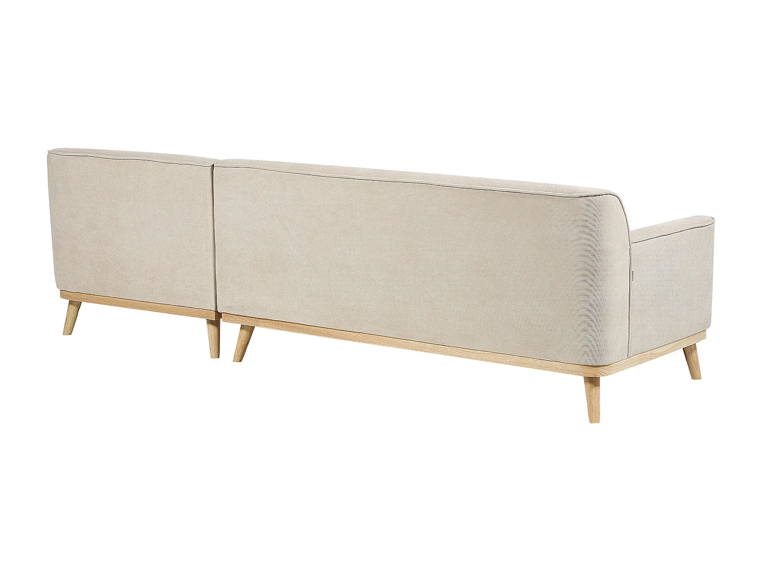 3-Sitzer Ecksofa L-förmig Cord beige mit Chaiselongue links mehrere Kissen Simos