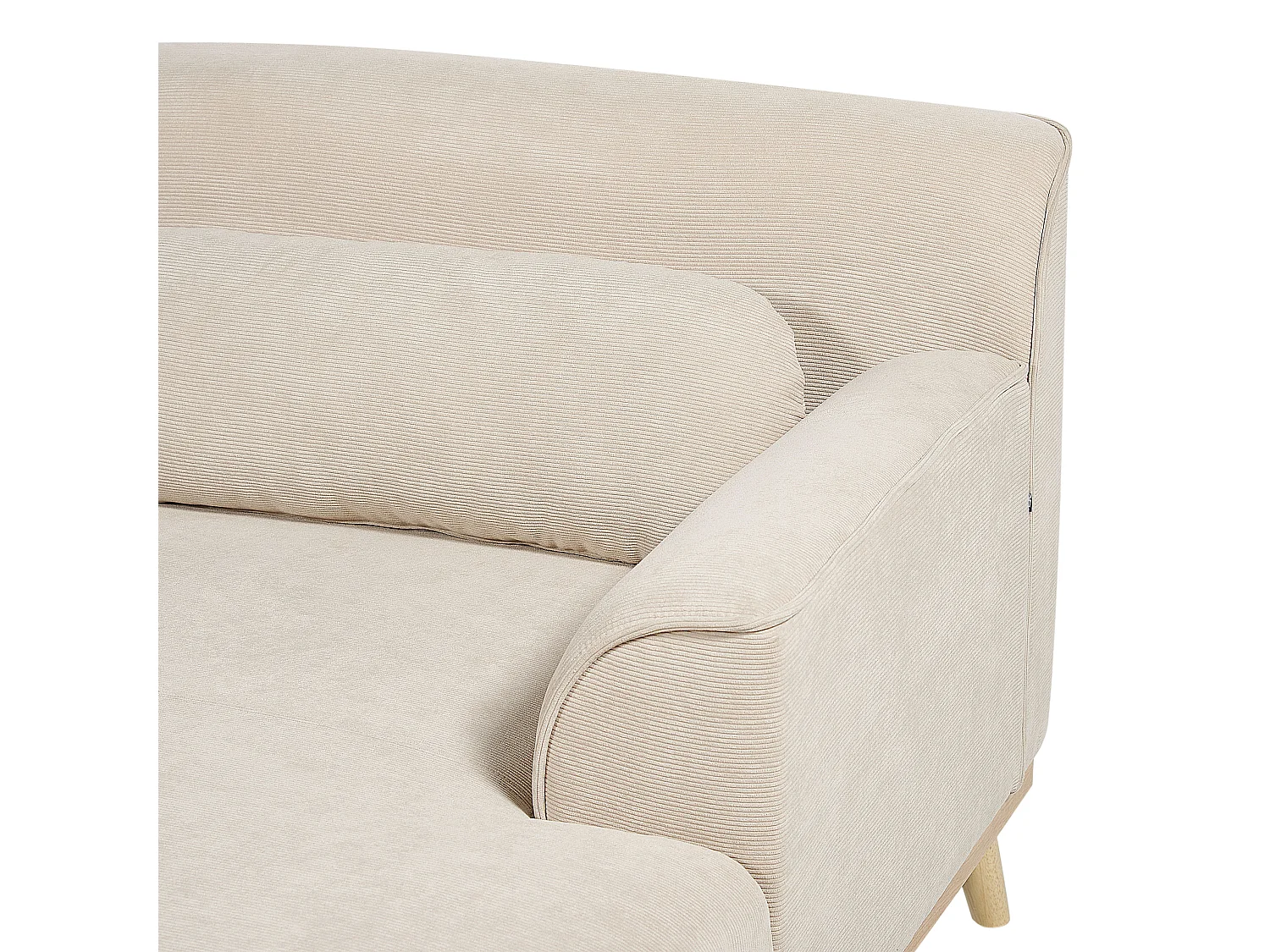 3-Sitzer Ecksofa L-förmig Cord beige mit Chaiselongue links mehrere Kissen Simos