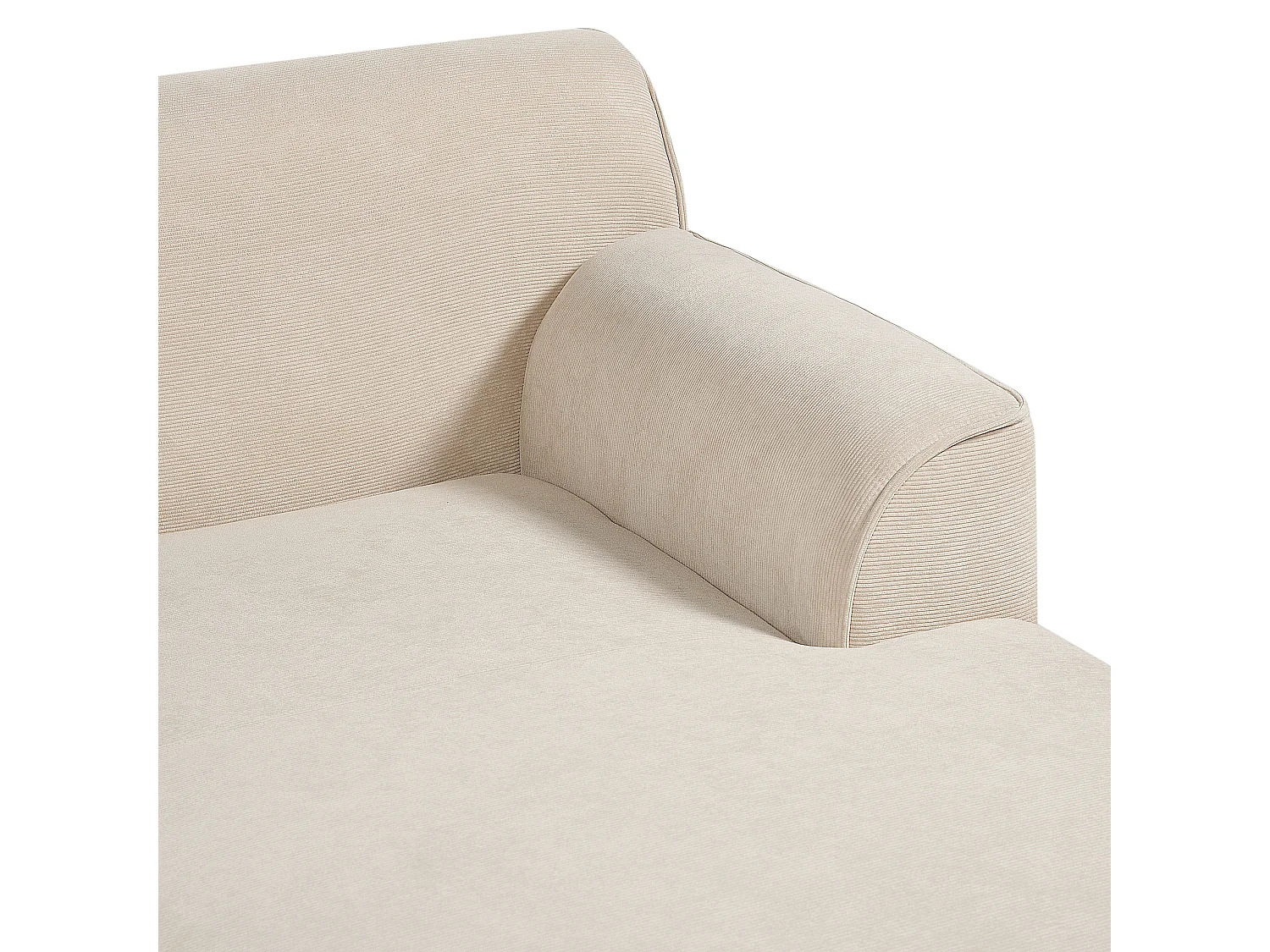 3-Sitzer Ecksofa L-förmig Cord beige mit Chaiselongue links mehrere Kissen Simos