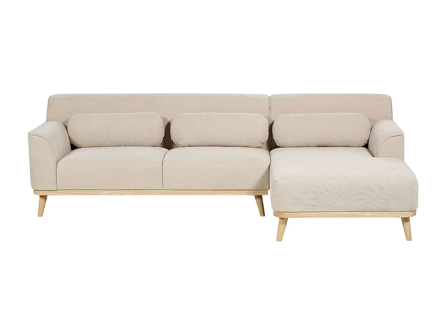 Ecksofa SIMOS Cord Hellbeige 3-Sitzer linksseitig