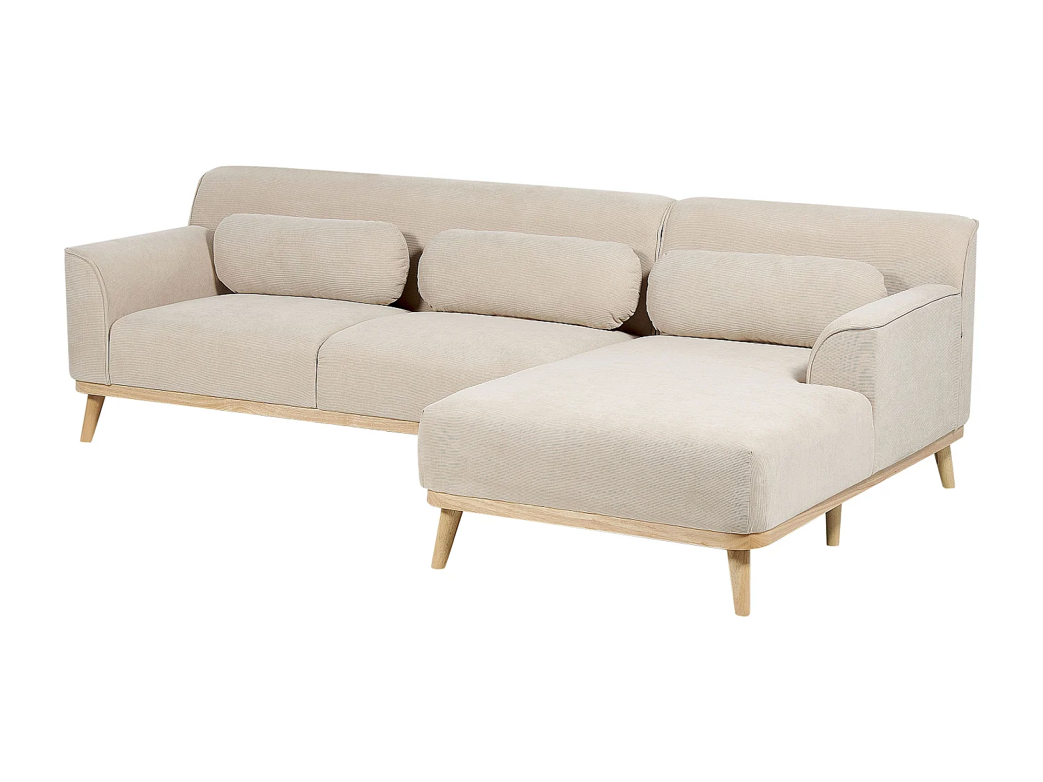 Ecksofa SIMOS Cord Hellbeige 3-Sitzer linksseitig