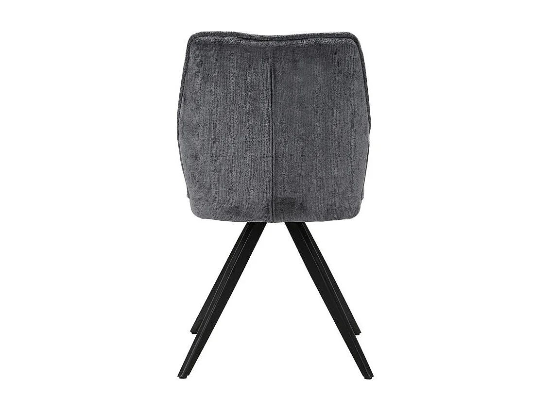 Lot 2 chaises en velours gris anthracite pied croix métal noir - JAMES