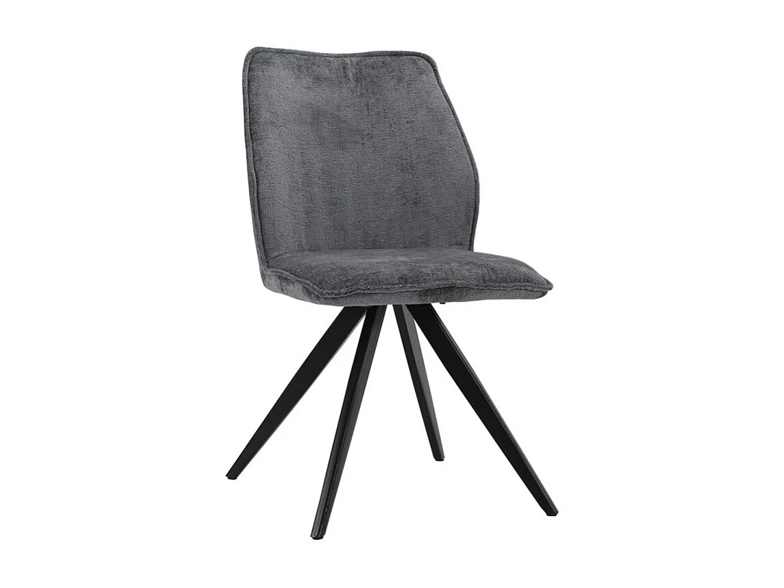 Lot 2 chaises en velours gris anthracite pied croix métal noir - JAMES
