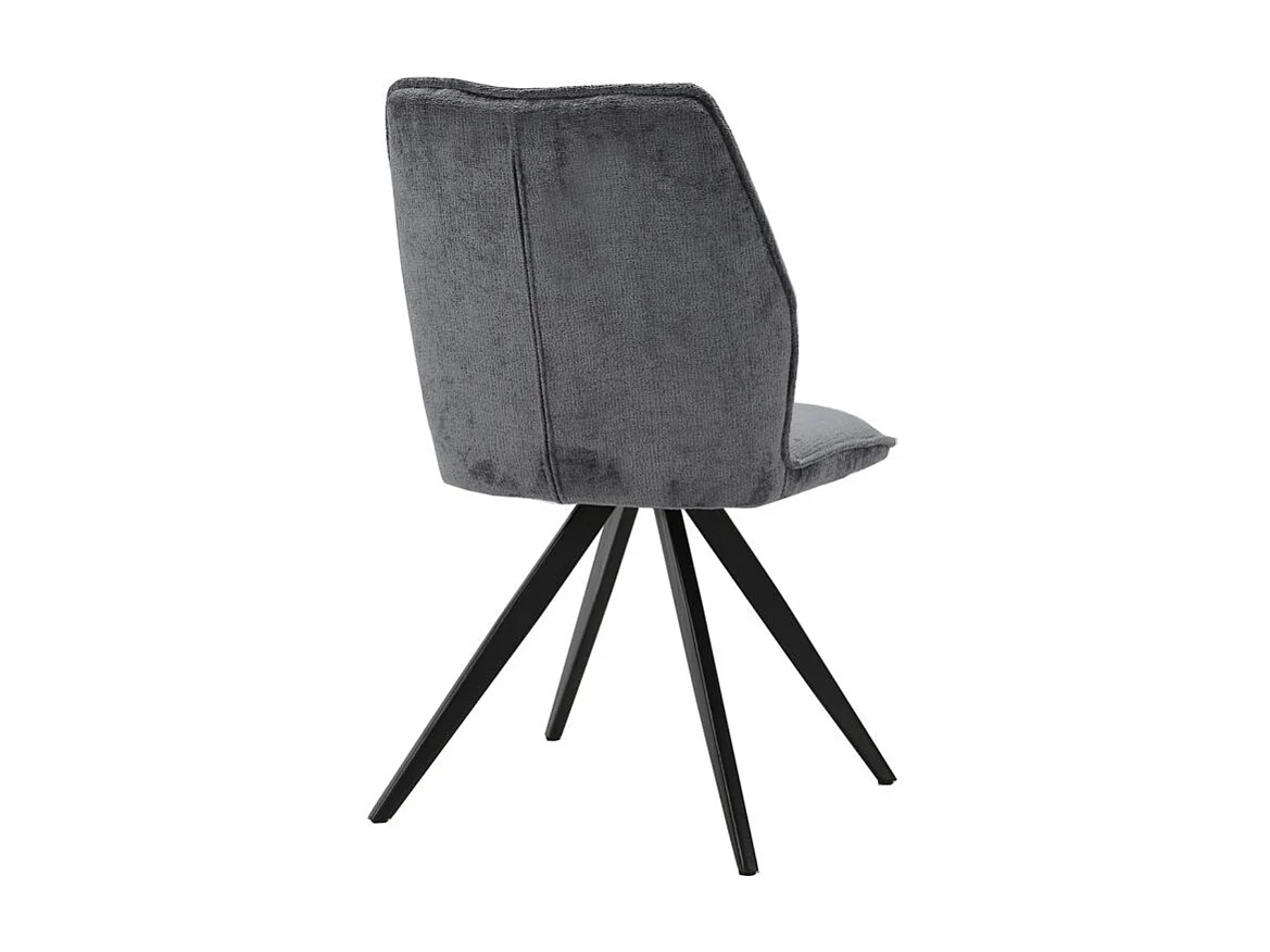 Lot 2 chaises en velours gris anthracite pied croix métal noir - JAMES