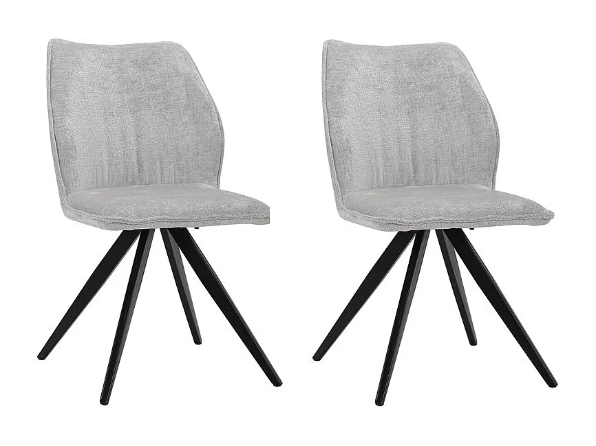 Lot de 2 chaises en velours doux gris pied croix métal noir - JAMES