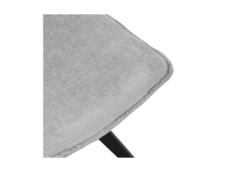 Lot de 2 chaises en velours doux gris pied croix métal noir - JAMES