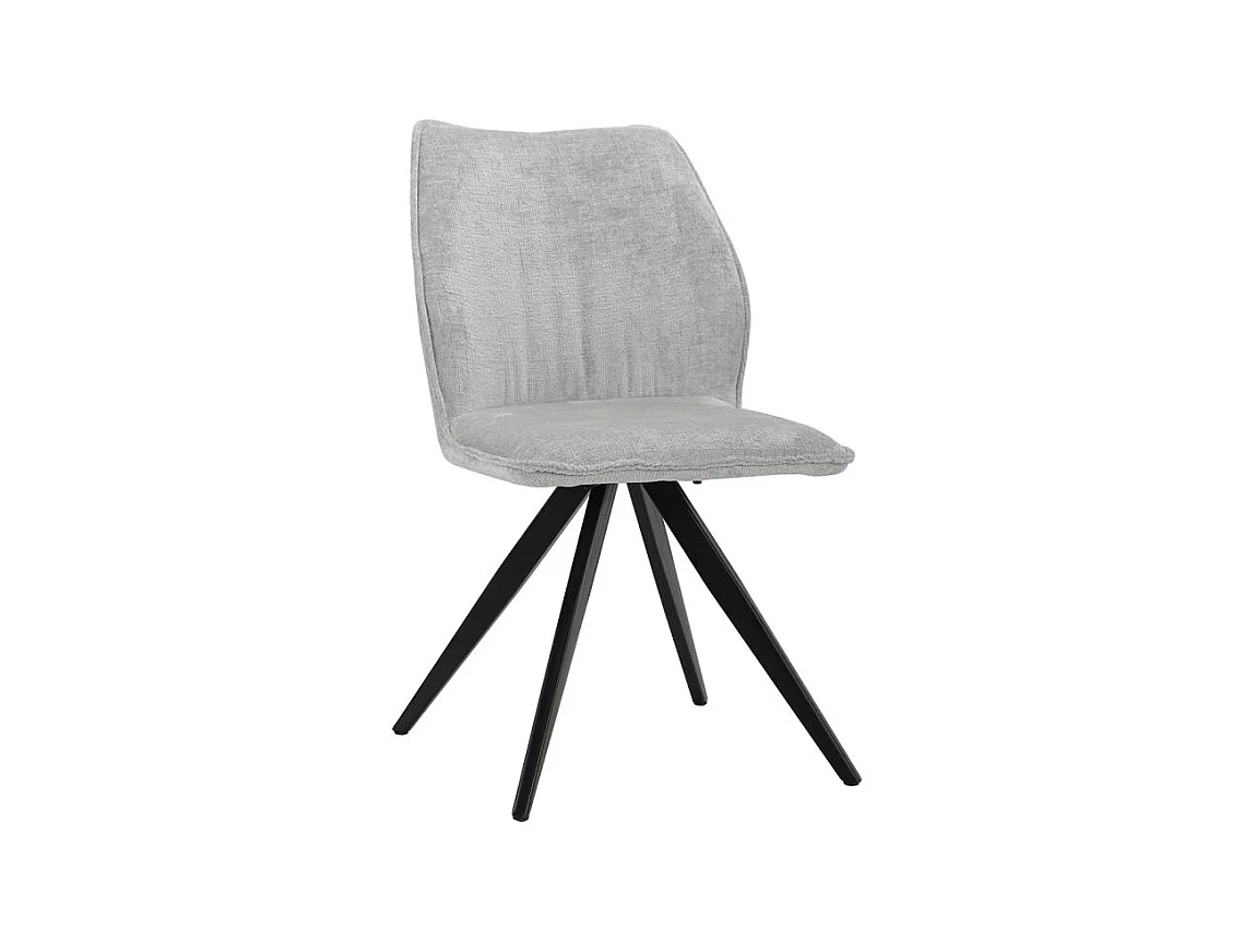 Lot de 2 chaises en velours doux gris pied croix métal noir - JAMES