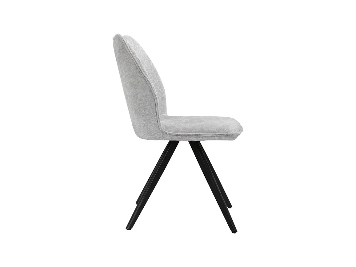 Lot de 2 chaises en velours doux gris pied croix métal noir - JAMES