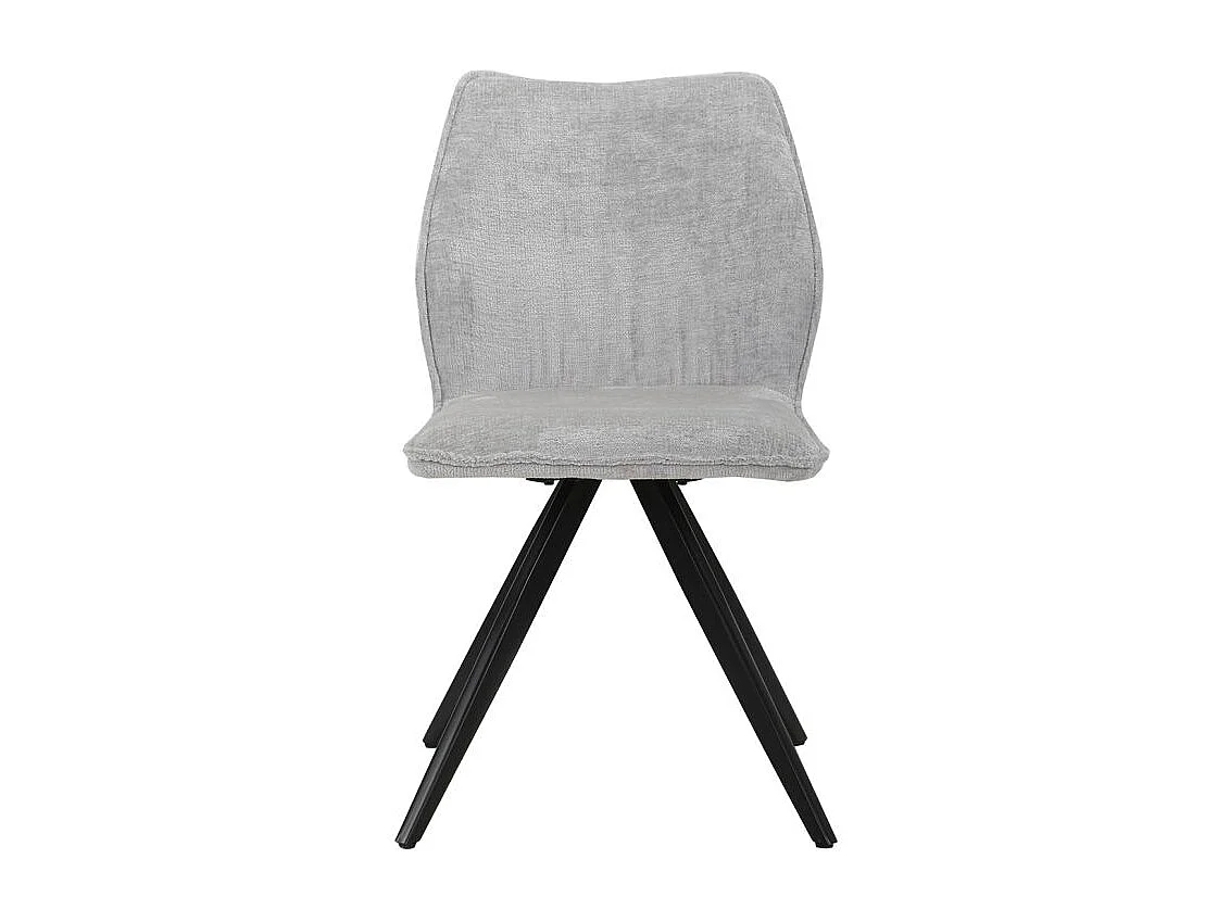 Lot de 2 chaises en velours doux gris pied croix métal noir - JAMES