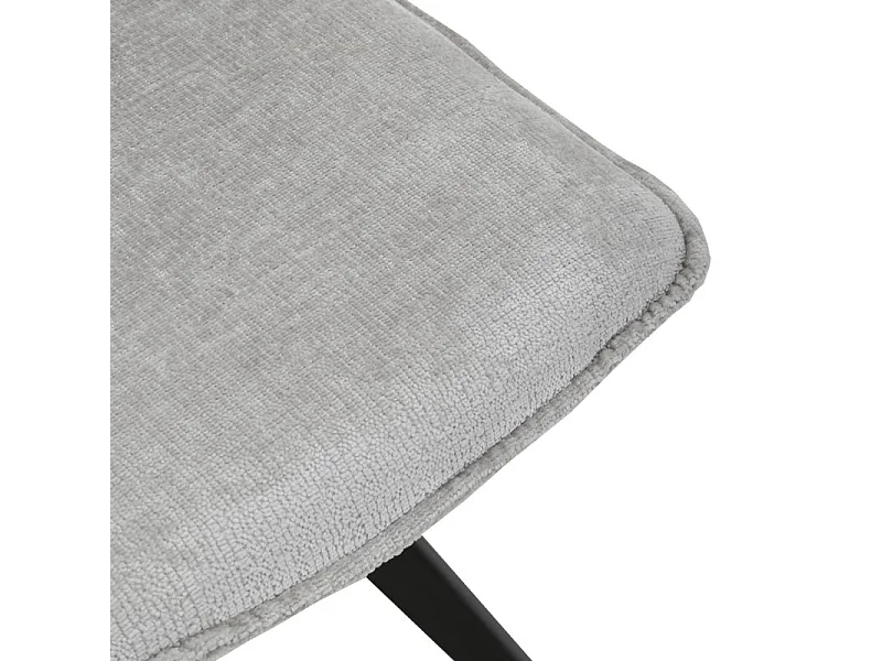 Lot de 2 chaises en velours doux gris pied croix métal noir - JAMES