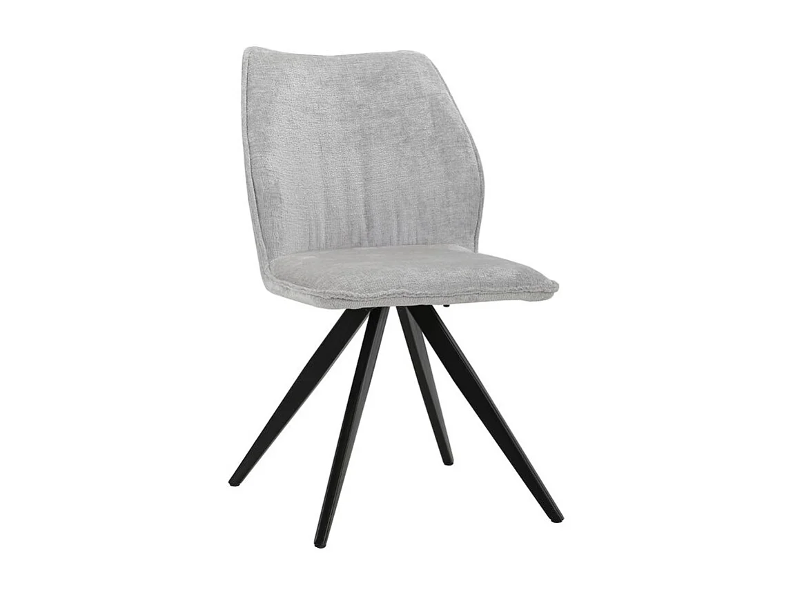 Lot de 2 chaises en velours doux gris pied croix métal noir - JAMES