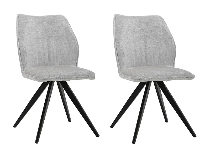 Lot de 2 chaises en velours doux gris pied croix métal noir - JAMES