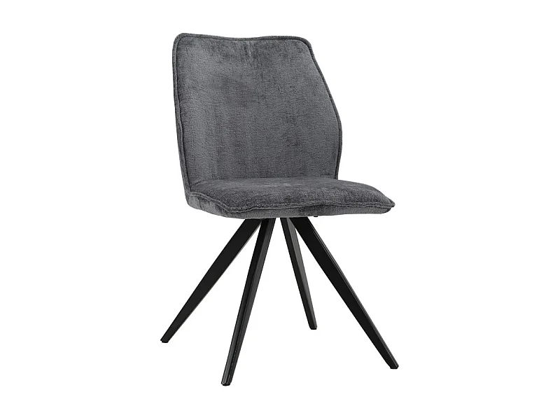 Chaise en velours doux gris anthracite pied croix métal noir - JAMES