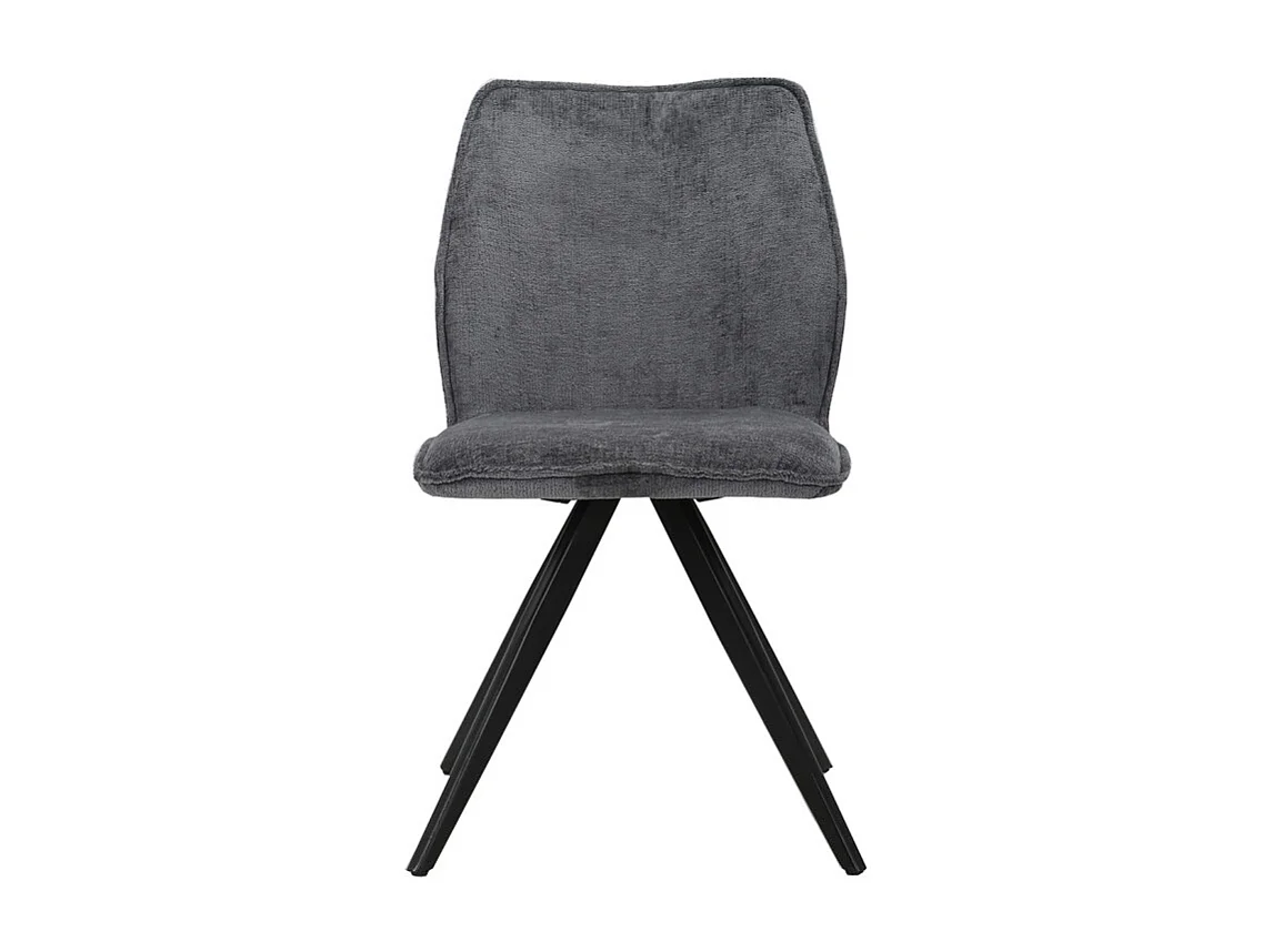Chaise en velours doux gris anthracite pied croix métal noir - JAMES