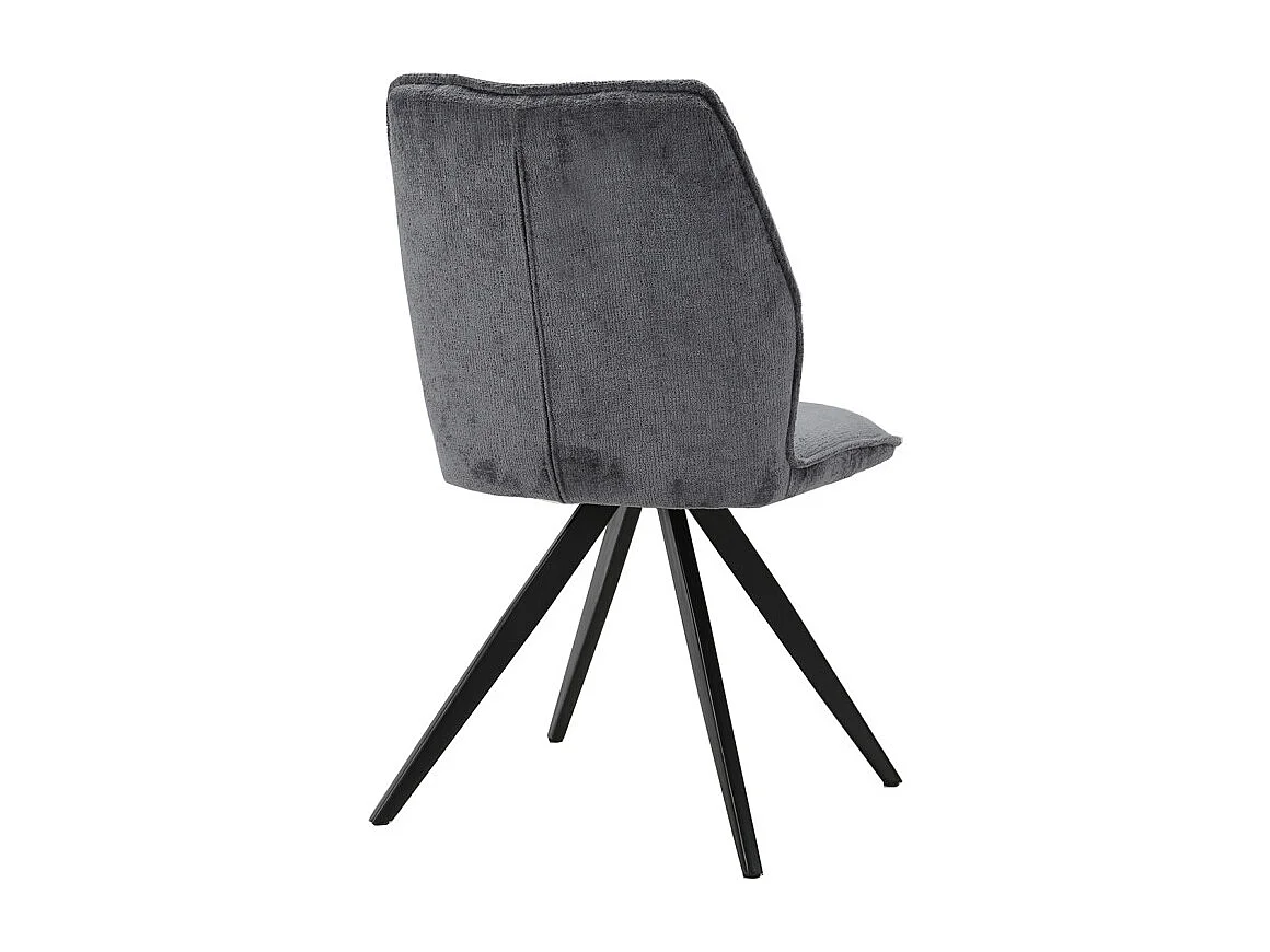 Chaise en velours doux gris anthracite pied croix métal noir - JAMES