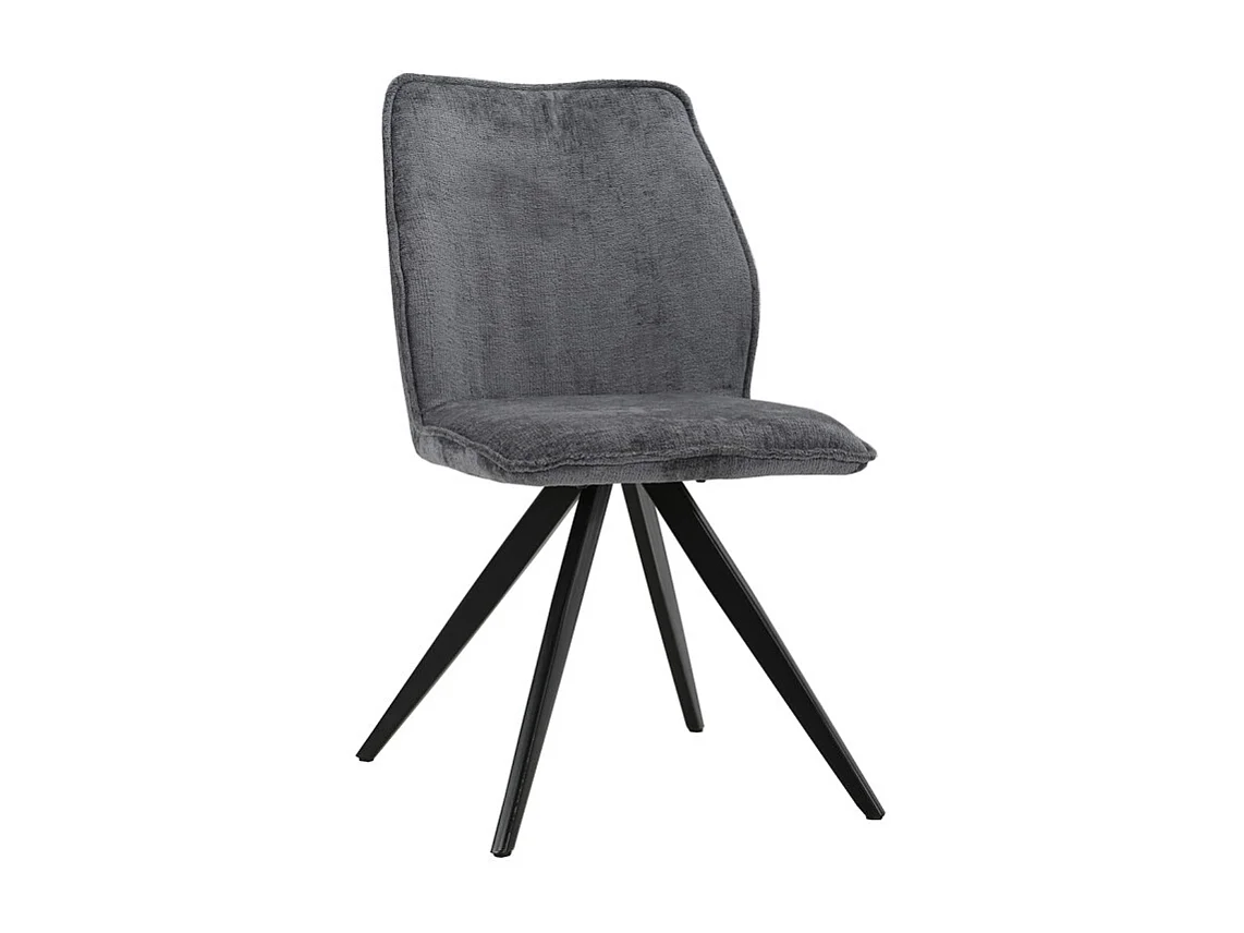 Chaise en velours doux gris anthracite pied croix métal noir - JAMES