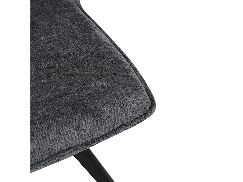 Chaise en velours doux gris anthracite pied croix métal noir - JAMES