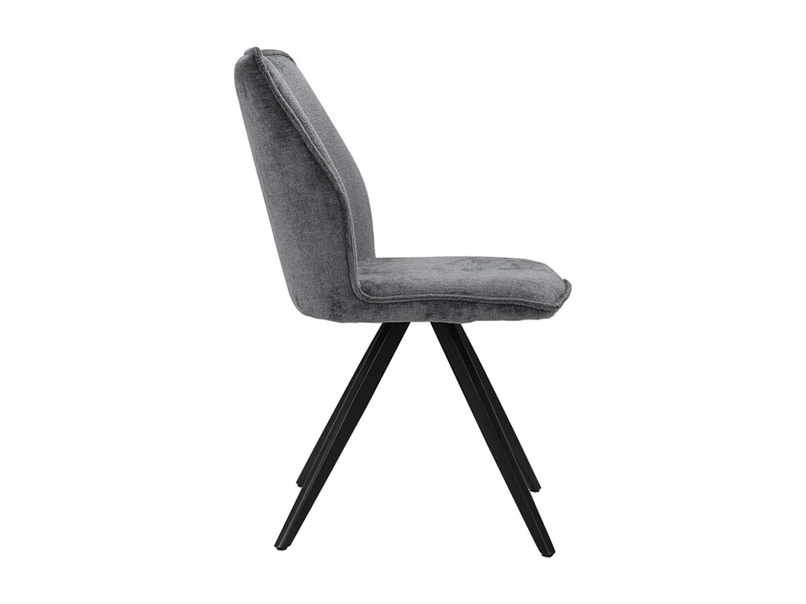 Chaise en velours doux gris anthracite pied croix métal noir - JAMES