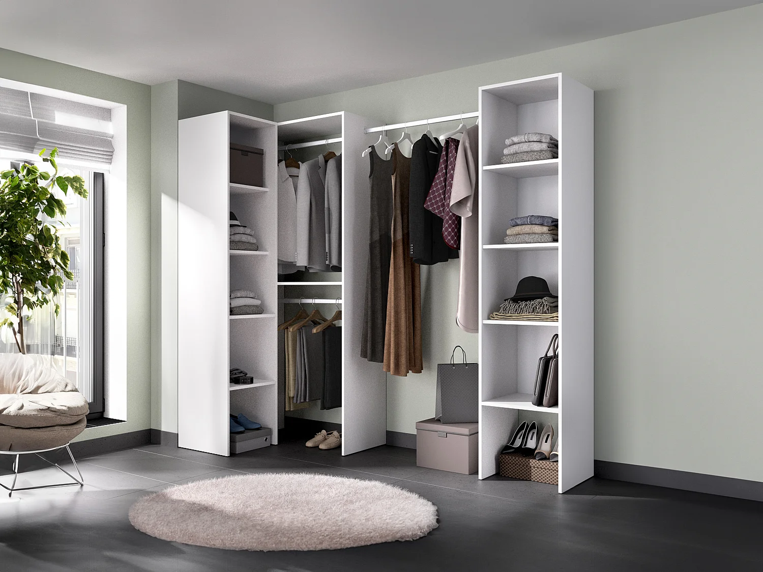 Guardaroba angolare L225 cm Bianco - FERDINAND