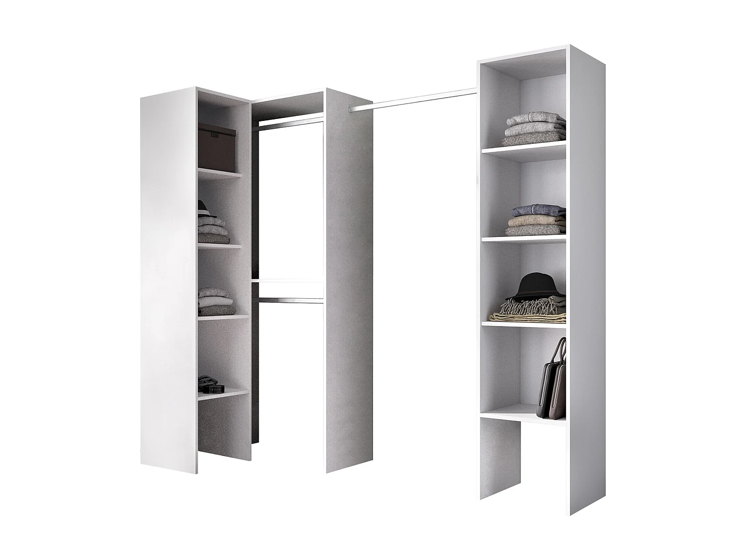 Armario de esquina - Ancho 225 cm - Blanco - FERDINAND