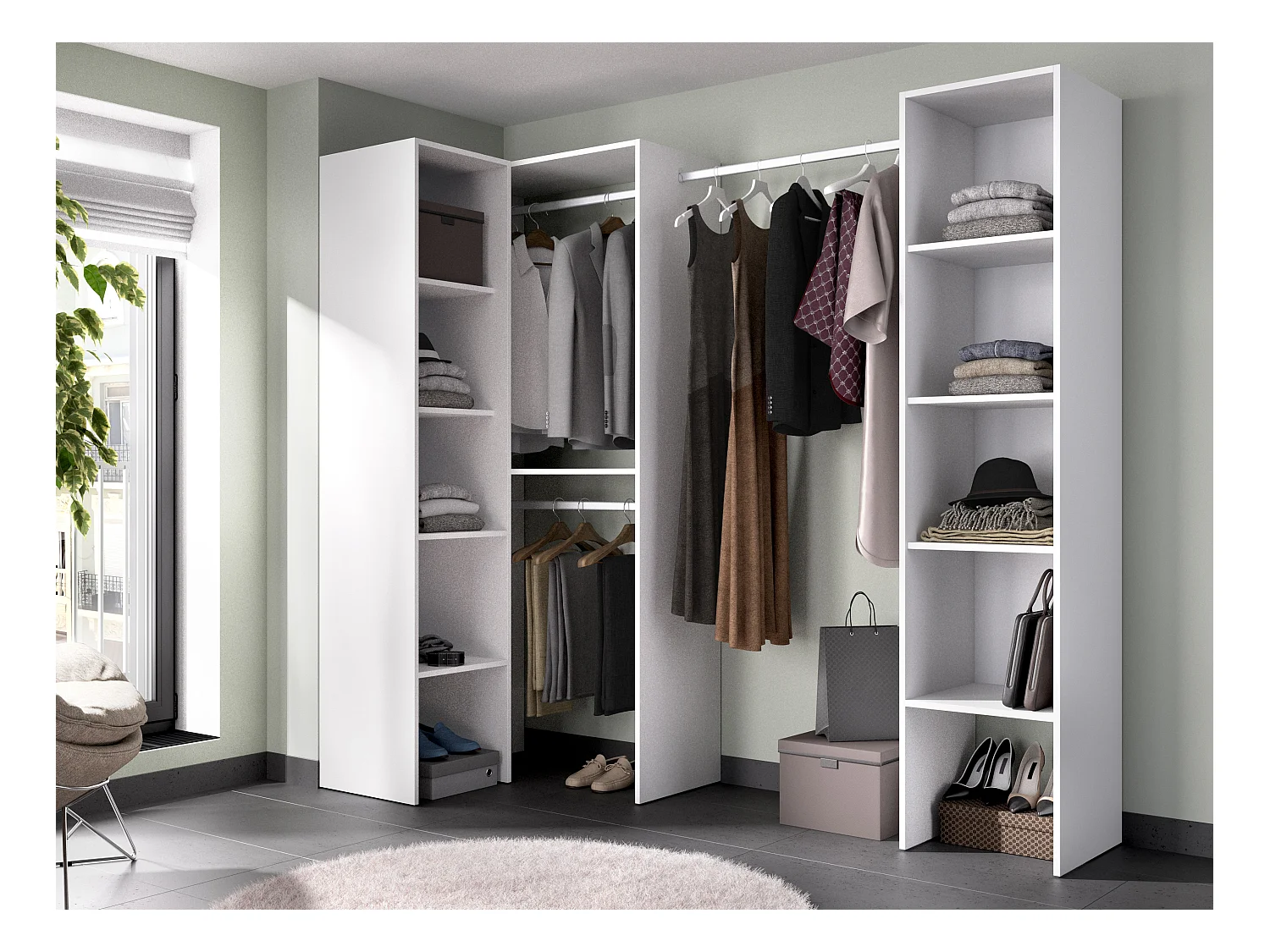 Dressing d'angle - L225 cm - Blanc - FERDINAND