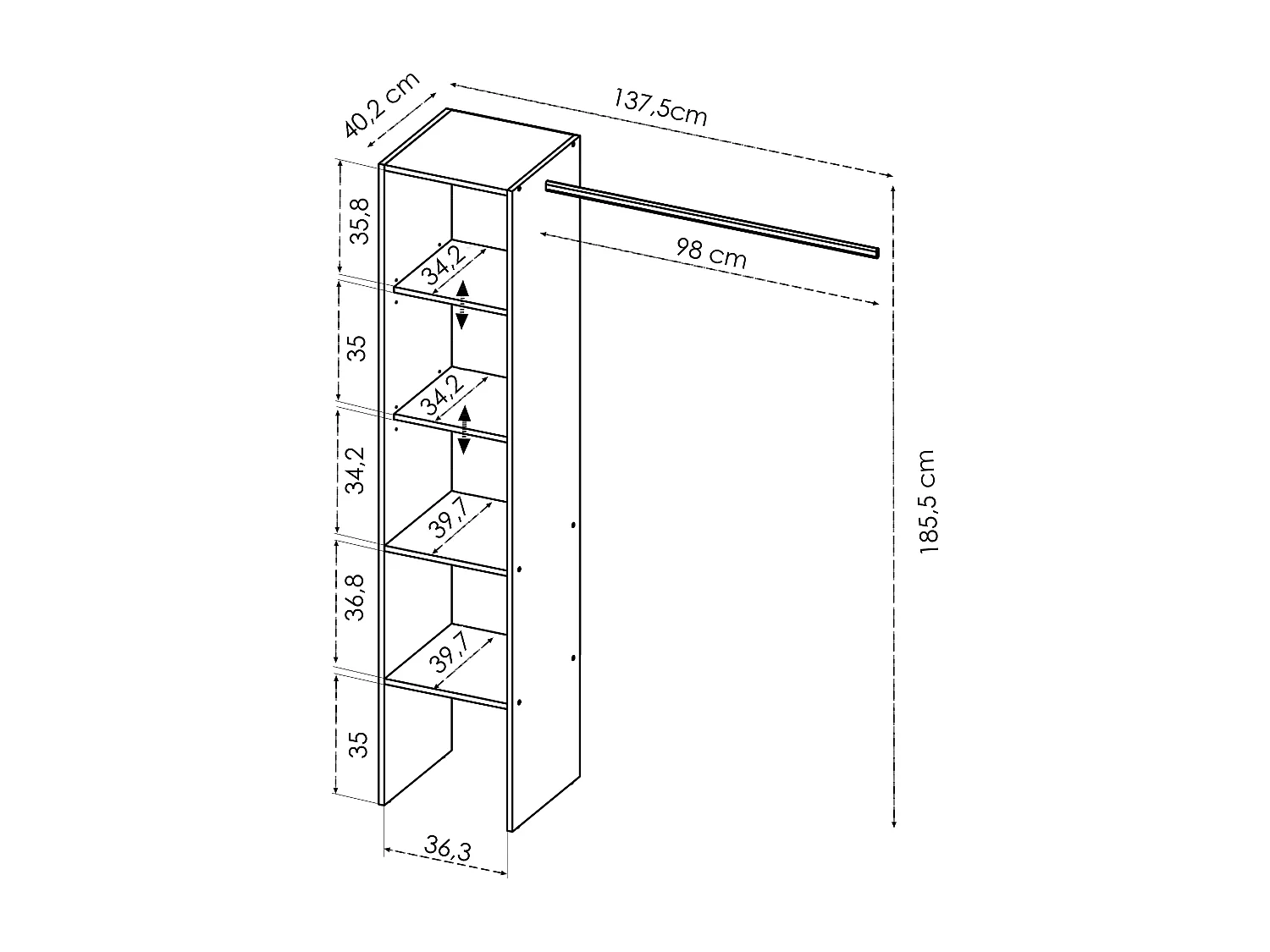 Dressing d'angle - L225 cm - Blanc - FERDINAND