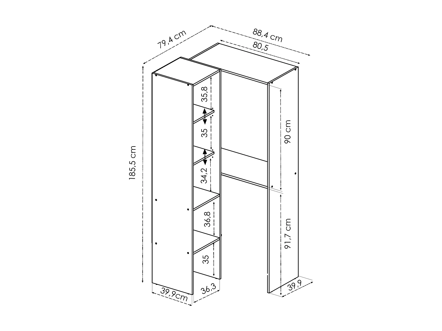 Dressing d'angle - L225 cm - Blanc - FERDINAND