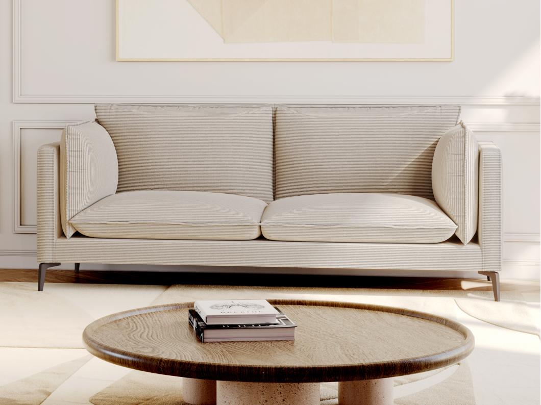 Driezitsbank van beige ribfluweel KESTREL