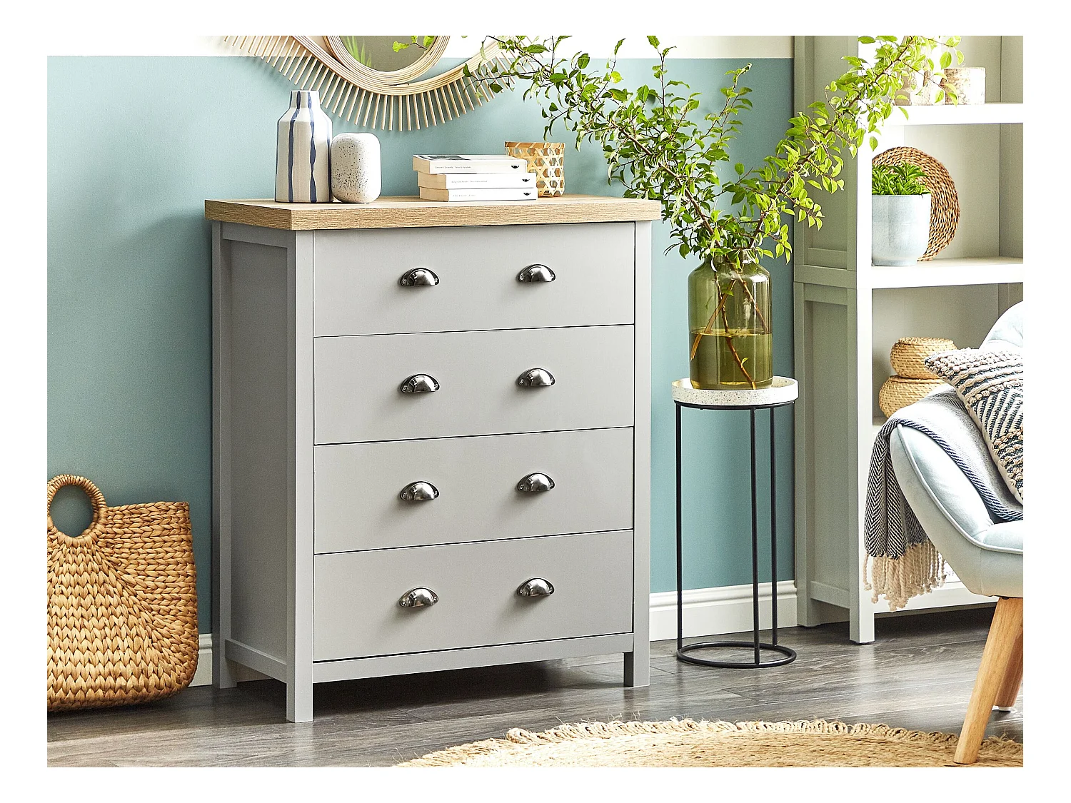 Commode à 4 tiroirs CLIO Gris clair