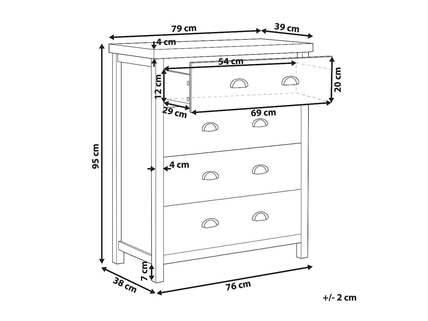 Commode à 4 tiroirs CLIO Gris clair