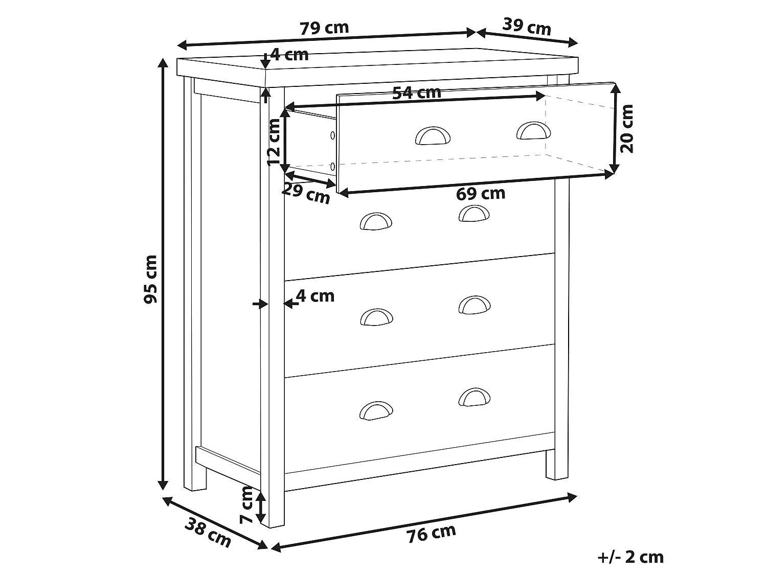 Commode à 4 tiroirs CLIO Gris clair