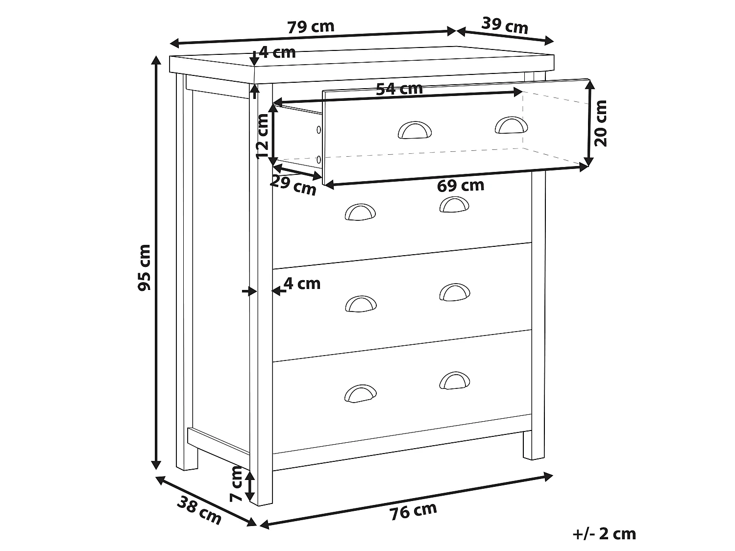 Commode à 4 tiroirs CLIO Gris clair