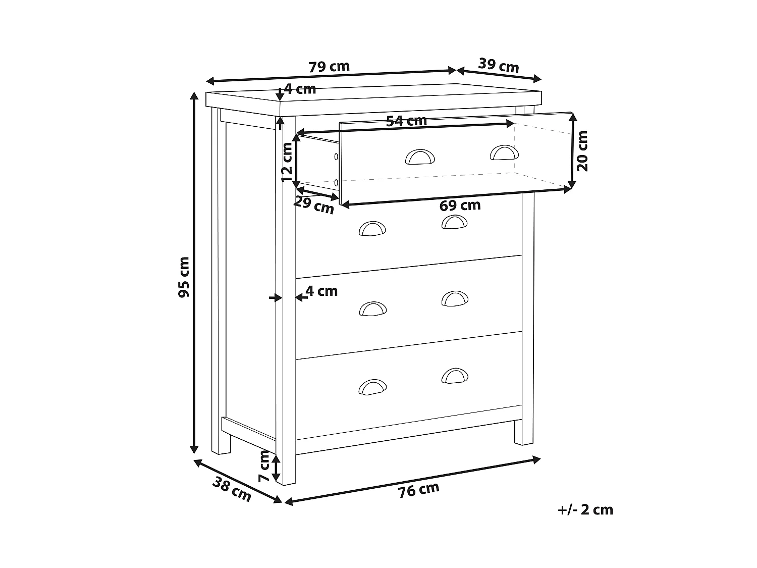 Commode à 4 tiroirs CLIO Gris clair