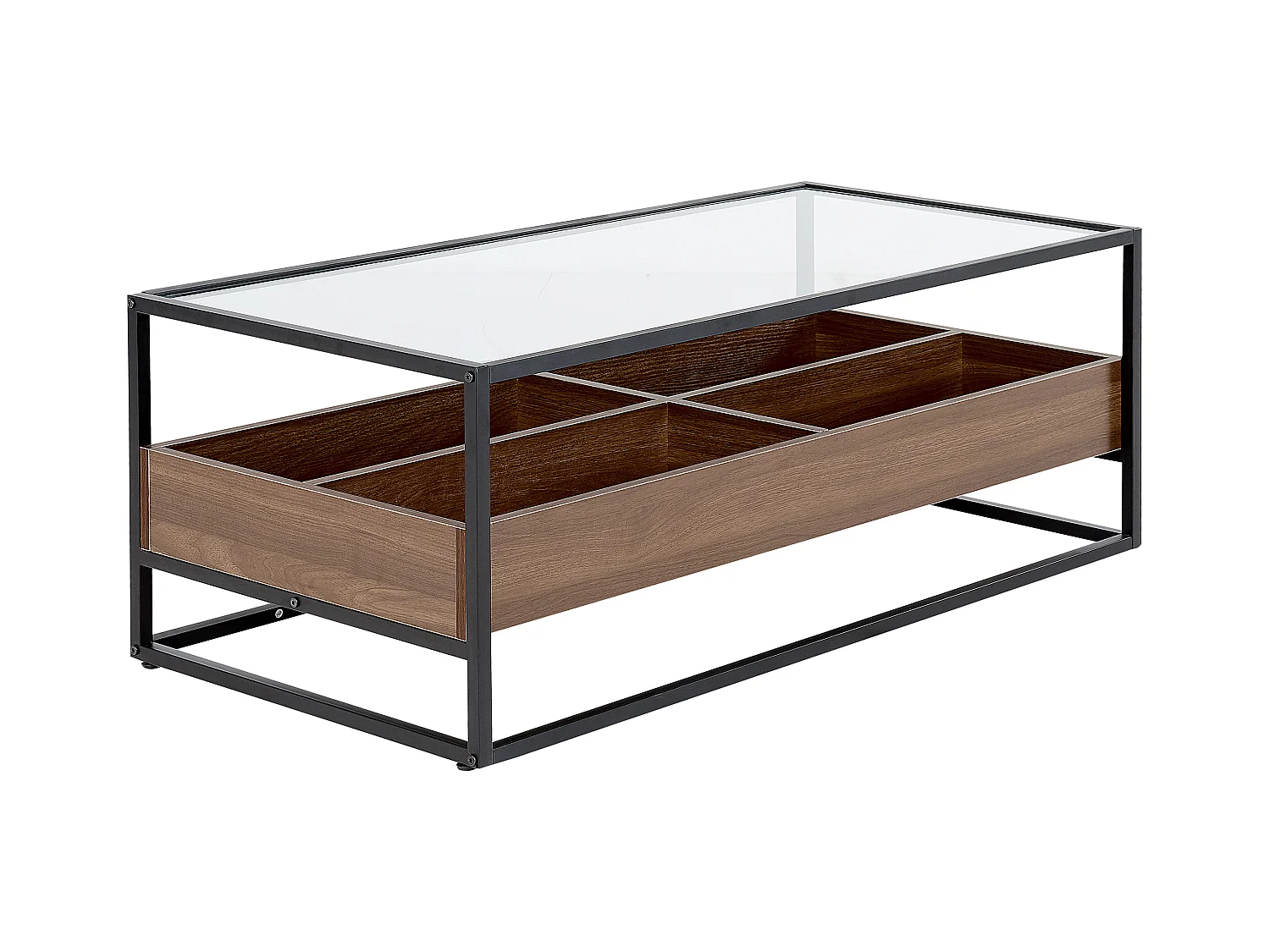 Couchtisch WACO Sicherheitsglas Schwarz mit Stauraum