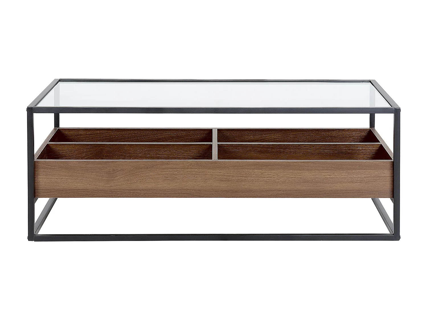 Table basse WACO Verre de sécurité Noir avec rangement