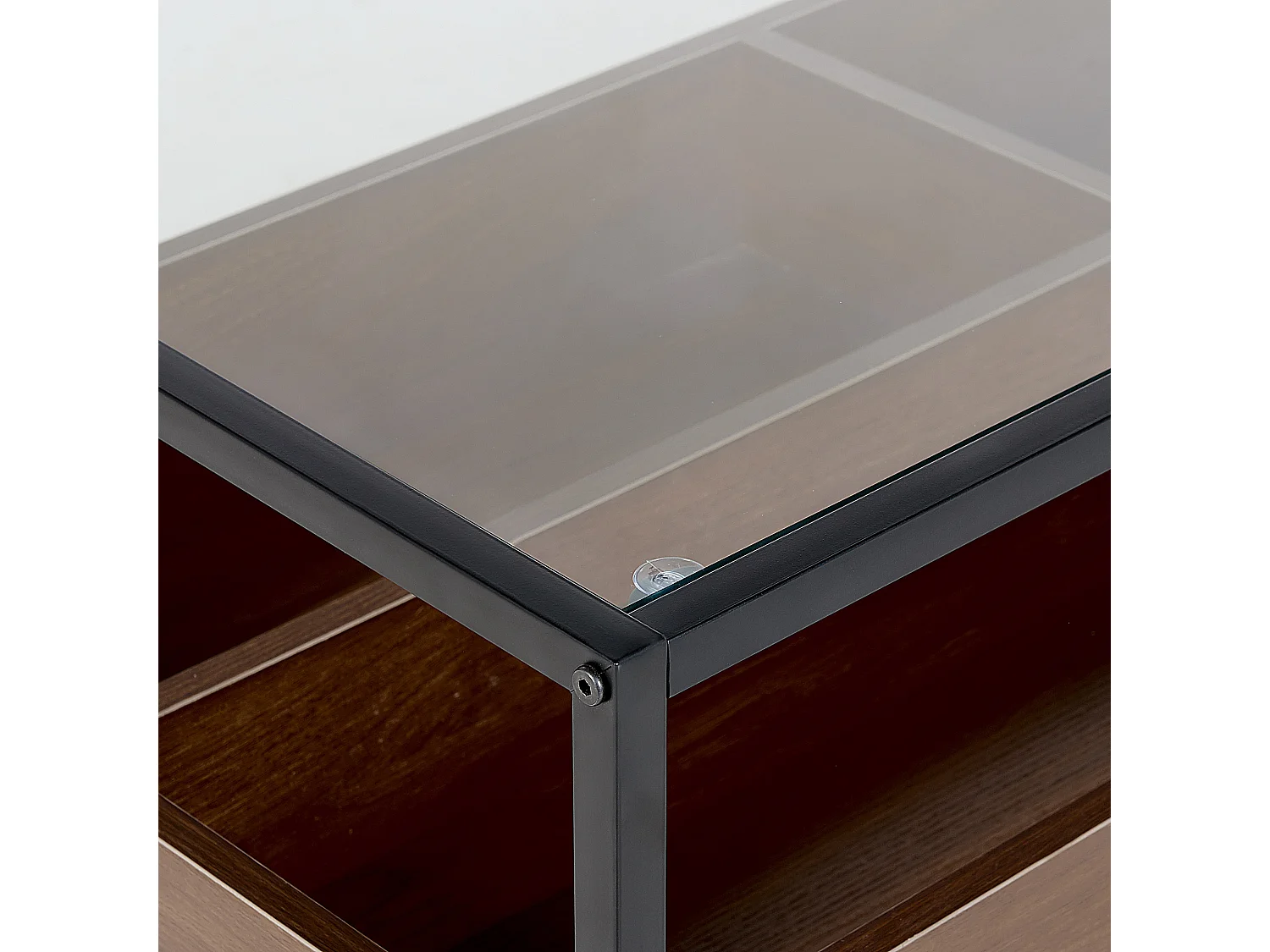 Table basse WACO Verre de sécurité Noir avec rangement