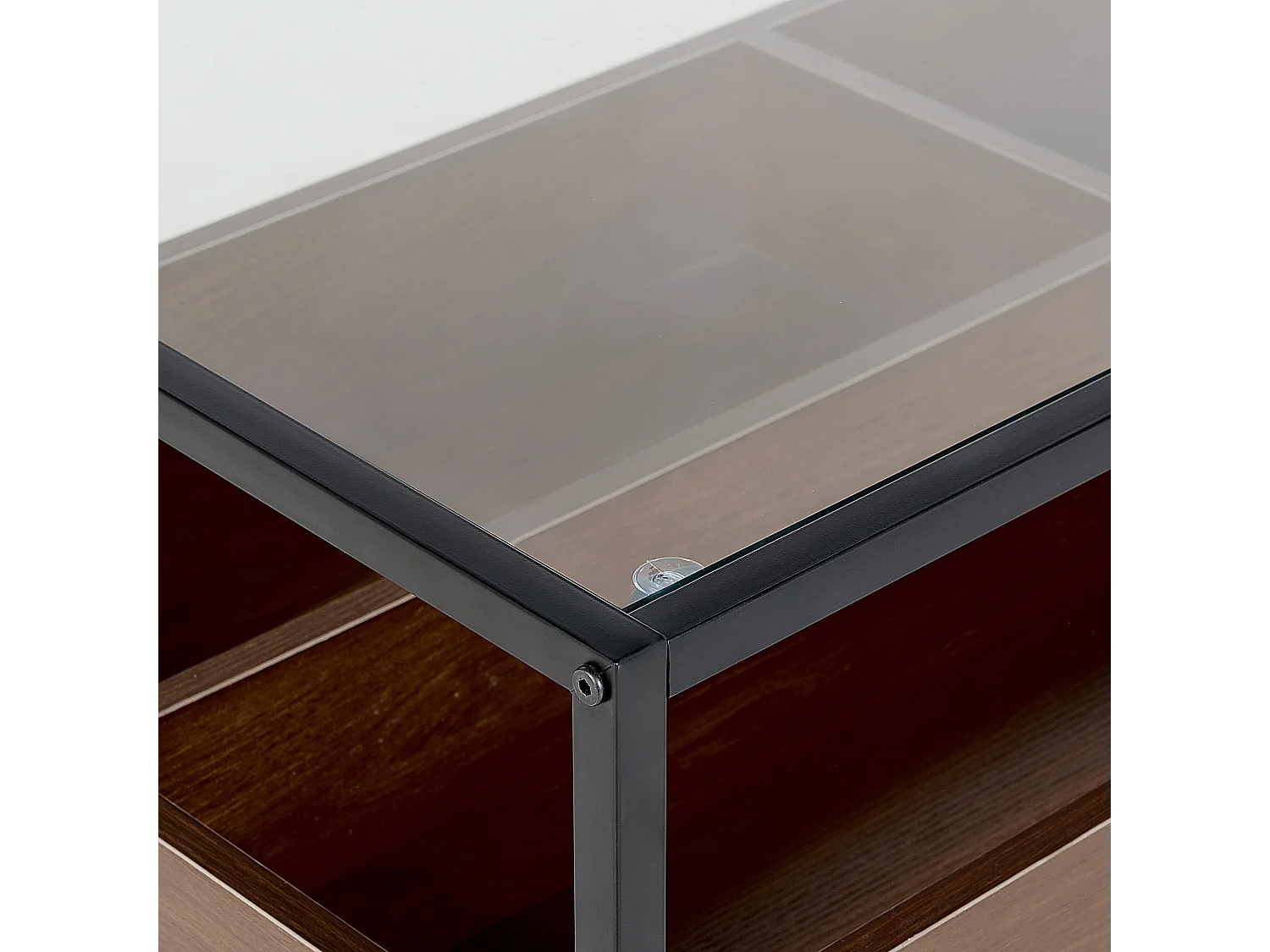 Table basse WACO Verre de sécurité Noir avec rangement