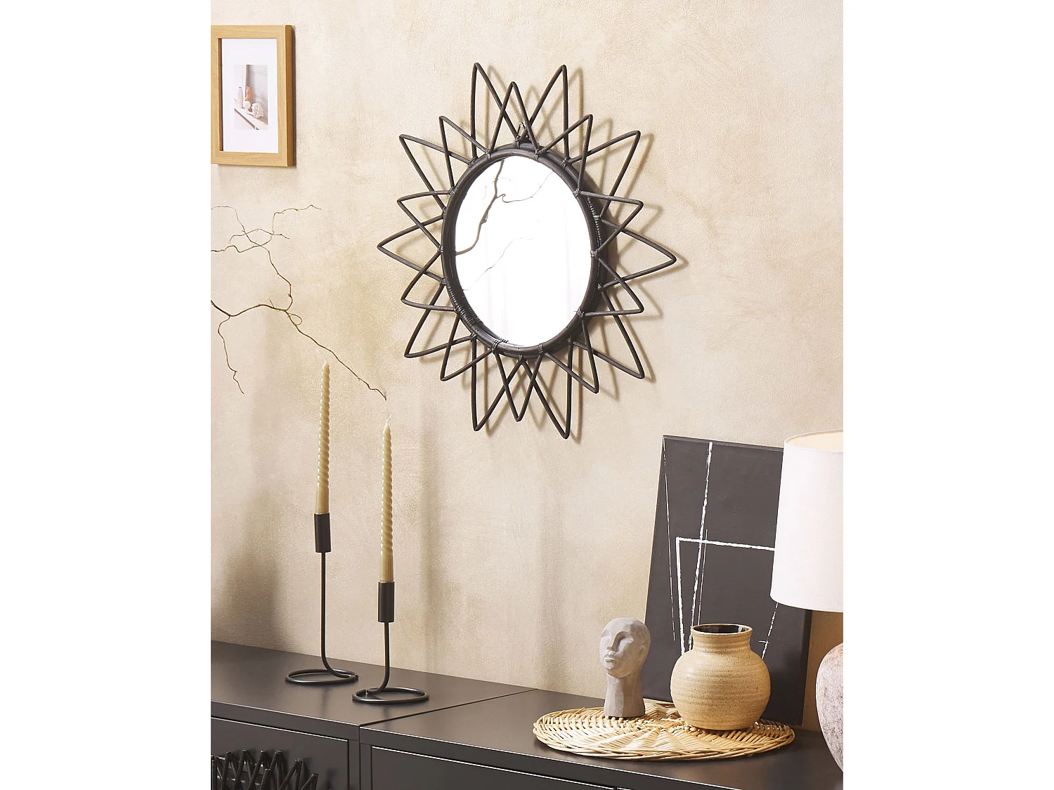 Miroir AROEK 61 cm 61 cm Rotin Noir