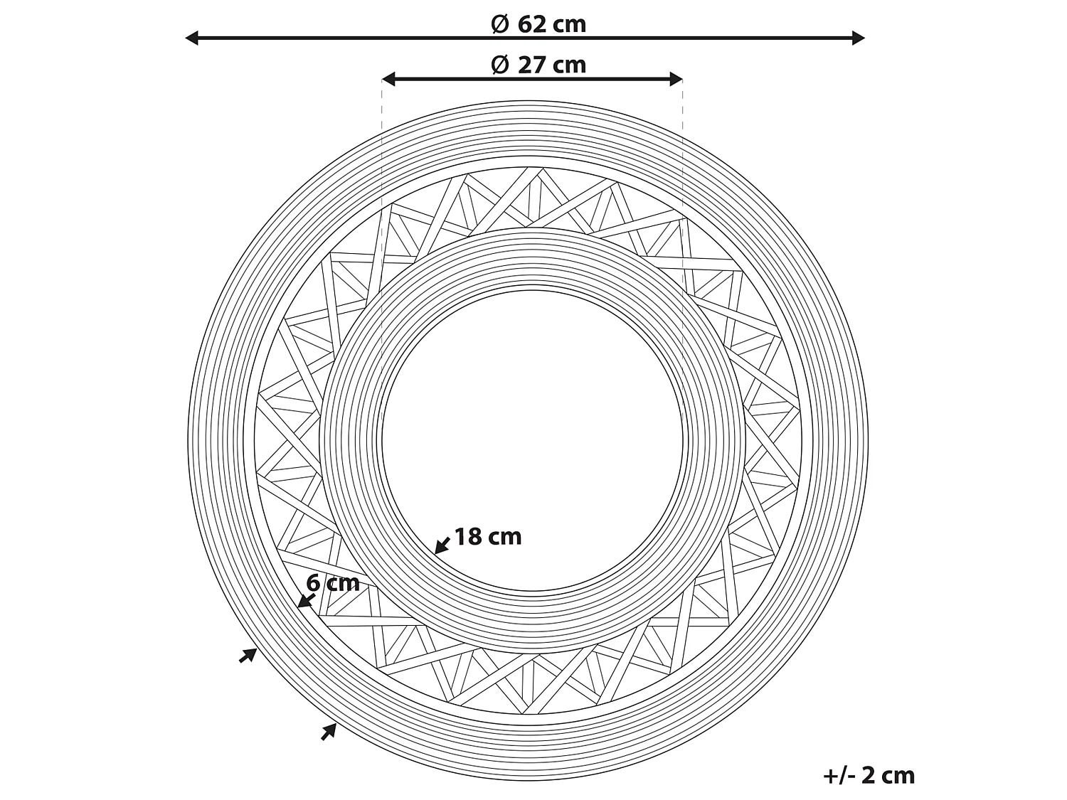 Espelho CACOMA 62 cm 62 cm Madeira de bambu Castanho