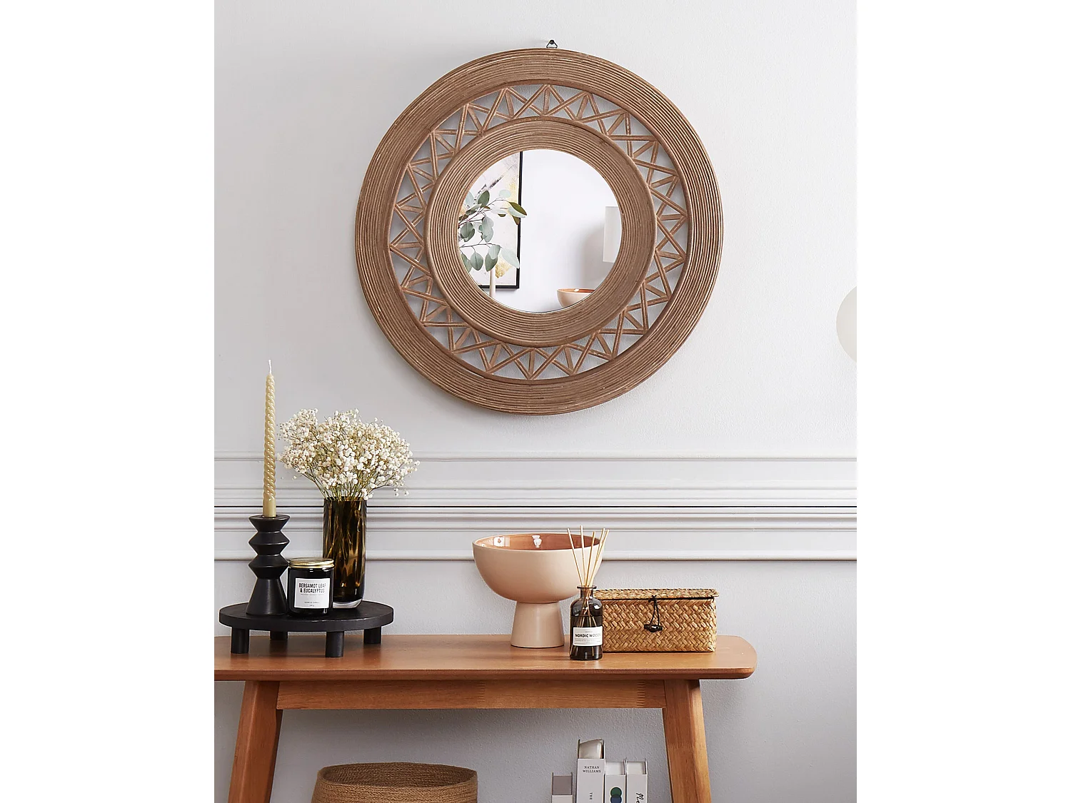 Wandspiegel CACOMA 62 cm 62 cm Bamboehout Bruin