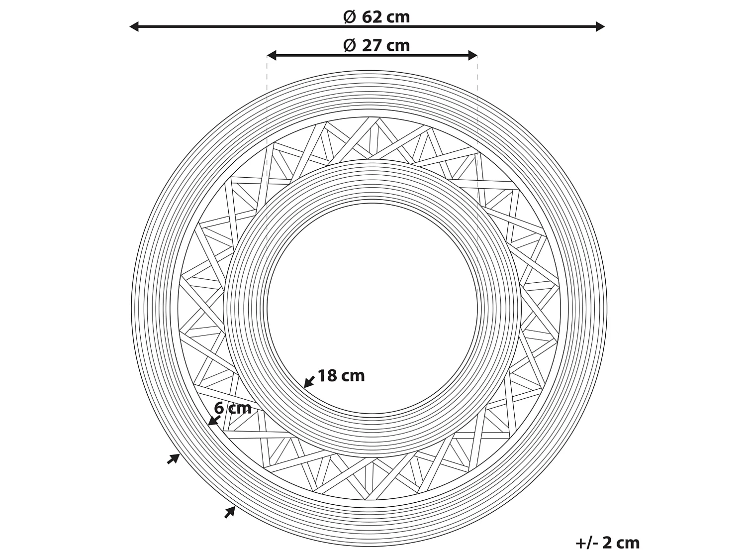 Wandspiegel CACOMA 62 cm 62 cm Bamboehout Bruin