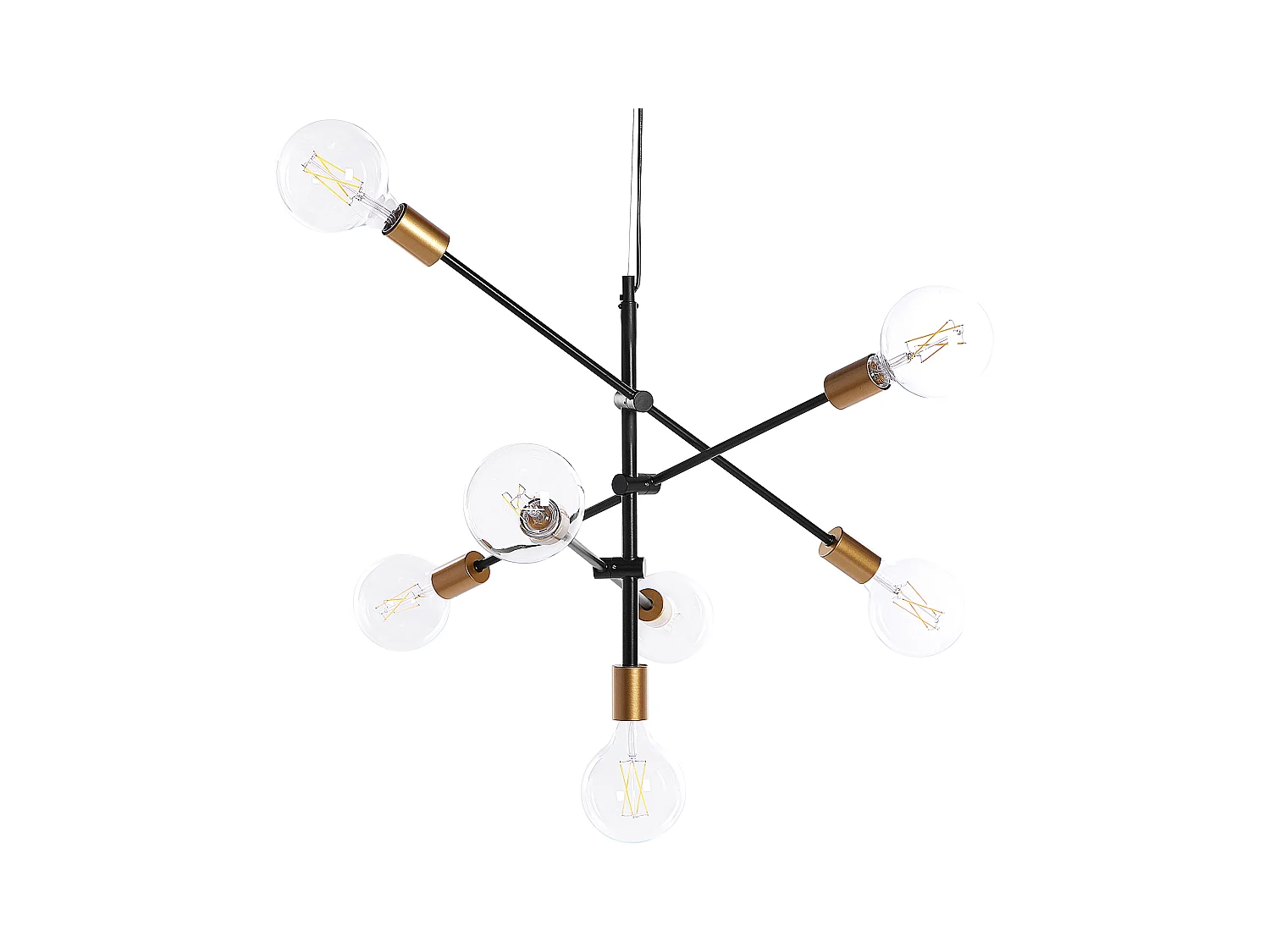 Pendelleuchte 7-flammig schwarz / messing verstellbare Arme Industrie Cremera
