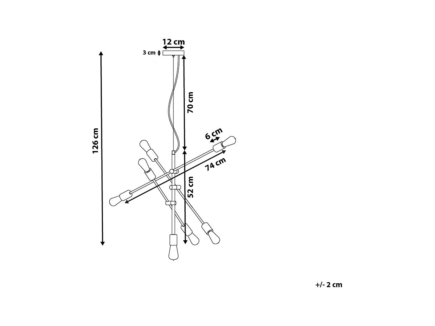 Pendelleuchte 7-flammig schwarz / messing verstellbare Arme Industrie Cremera