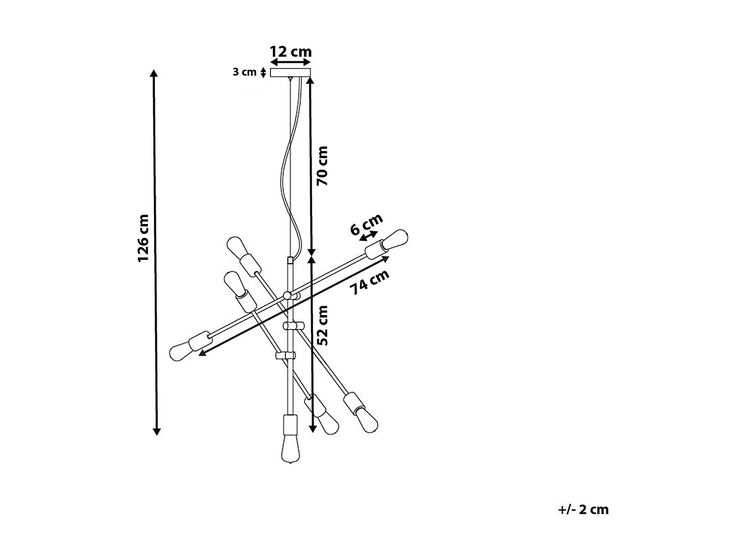 Pendelleuchte 7-flammig schwarz / messing verstellbare Arme Industrie Cremera