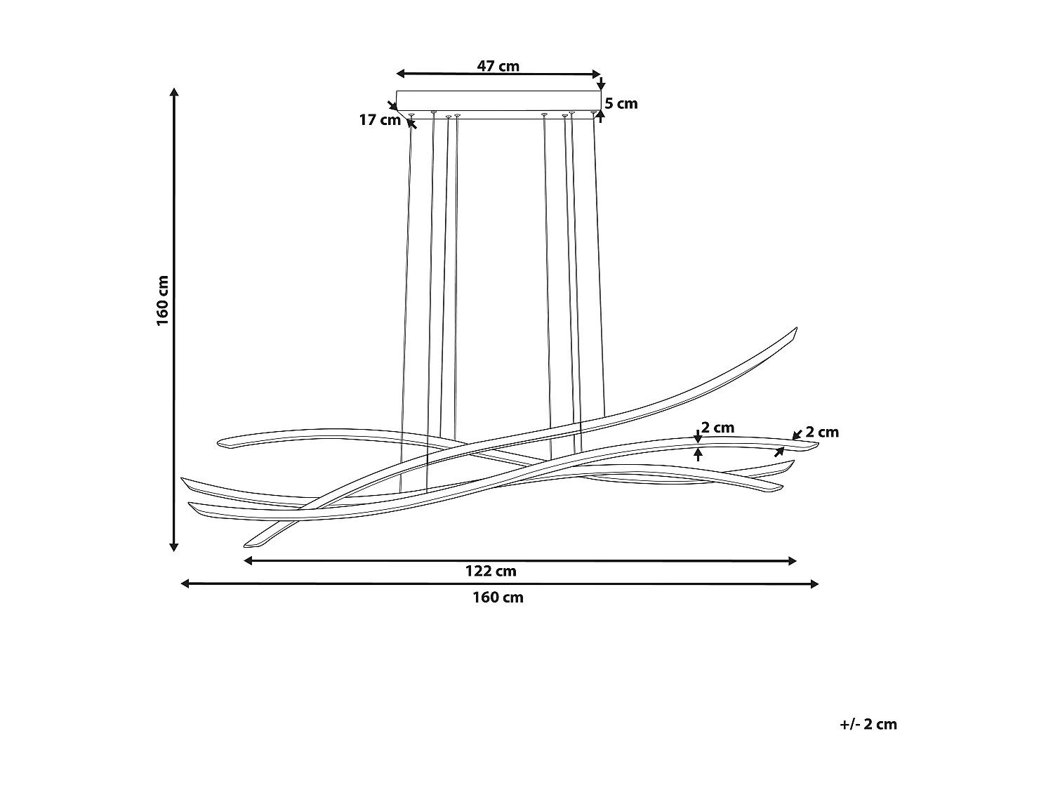 Hängelampe LED Metall schwarz Wellenform 4-flammig Industrie Design Modern Calao