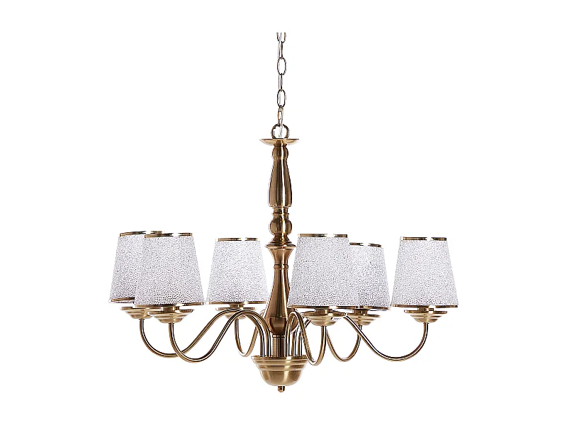 Klassischer Kronleuchter 6-flammig verchromtes Metall messingfarben Bradano