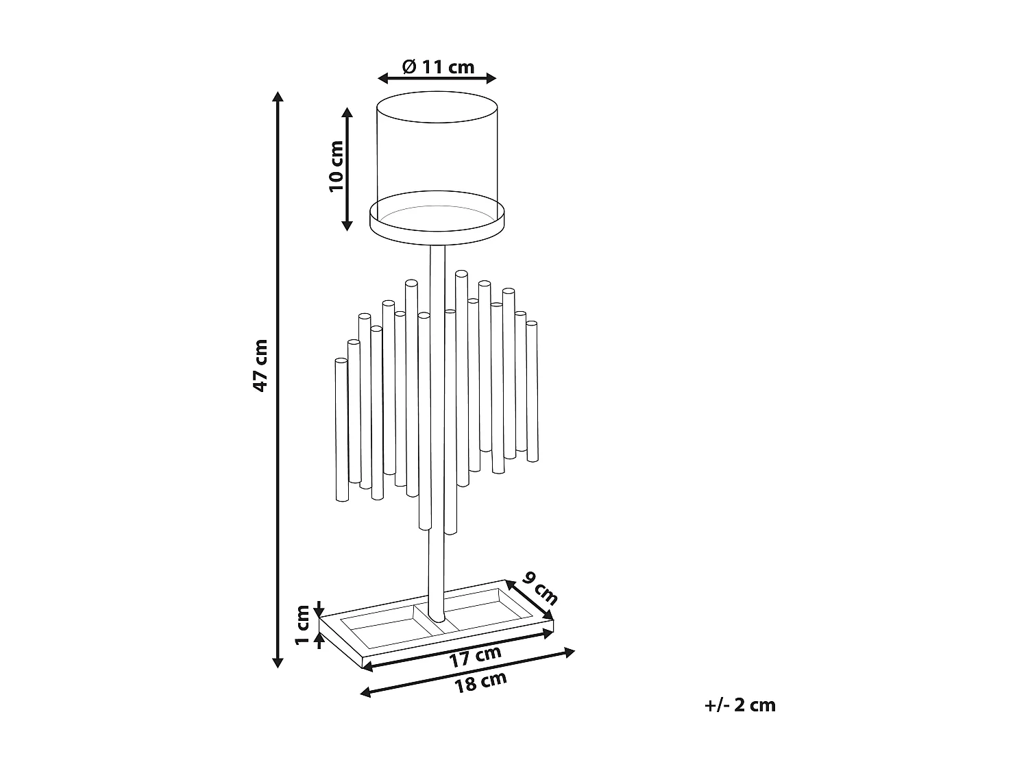Dekorativer Kerzenständer in Gold mit Glaszylinder 47 cm Glamour Design Nias