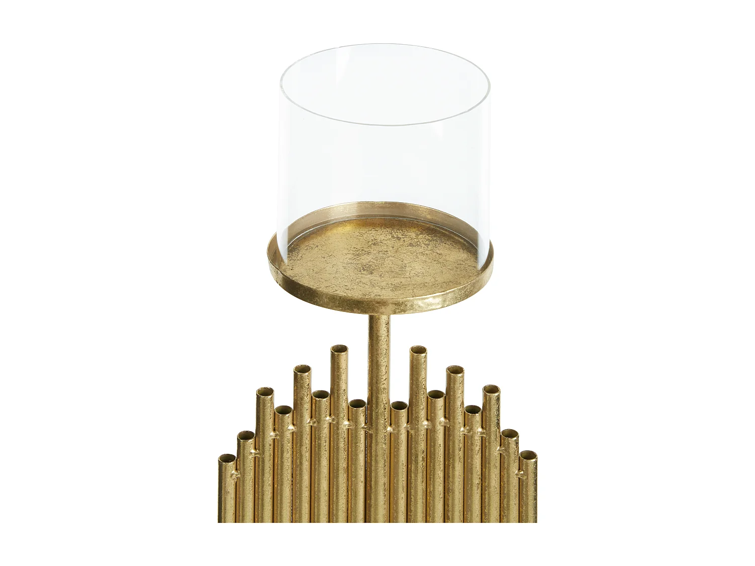 Dekorativer Kerzenständer in Gold mit Glaszylinder 47 cm Glamour Design Nias