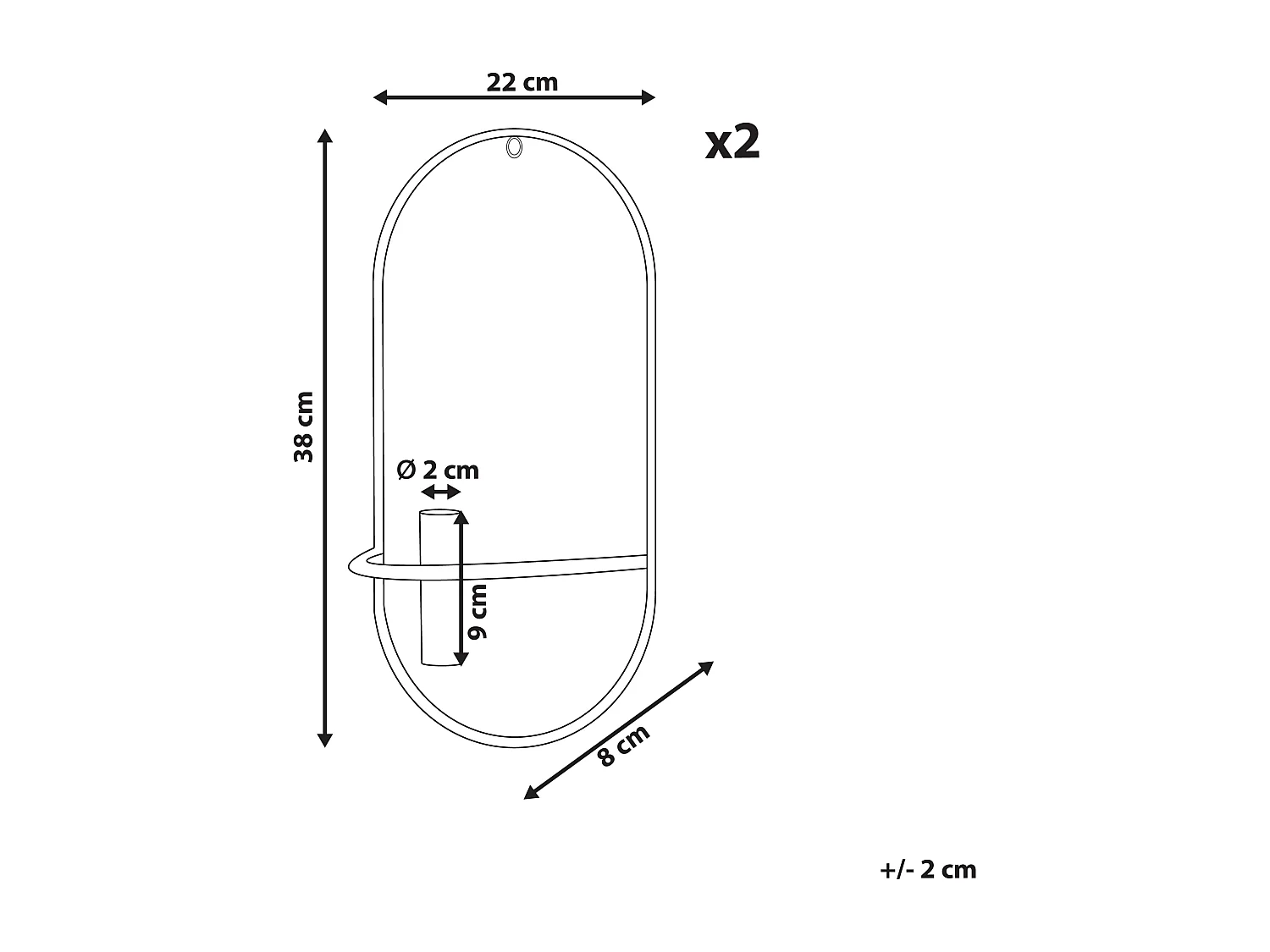 Zestaw 2 świeczników wiszących CAVIANA Metal 38 cm Złoty